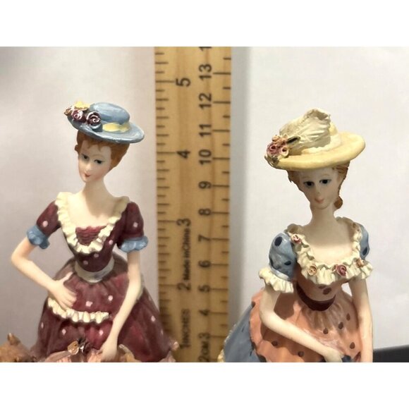 Vintage Victorian Ladies Walking Dogs Figurines With Dogs Set Of 2 - Picture 9 of 9